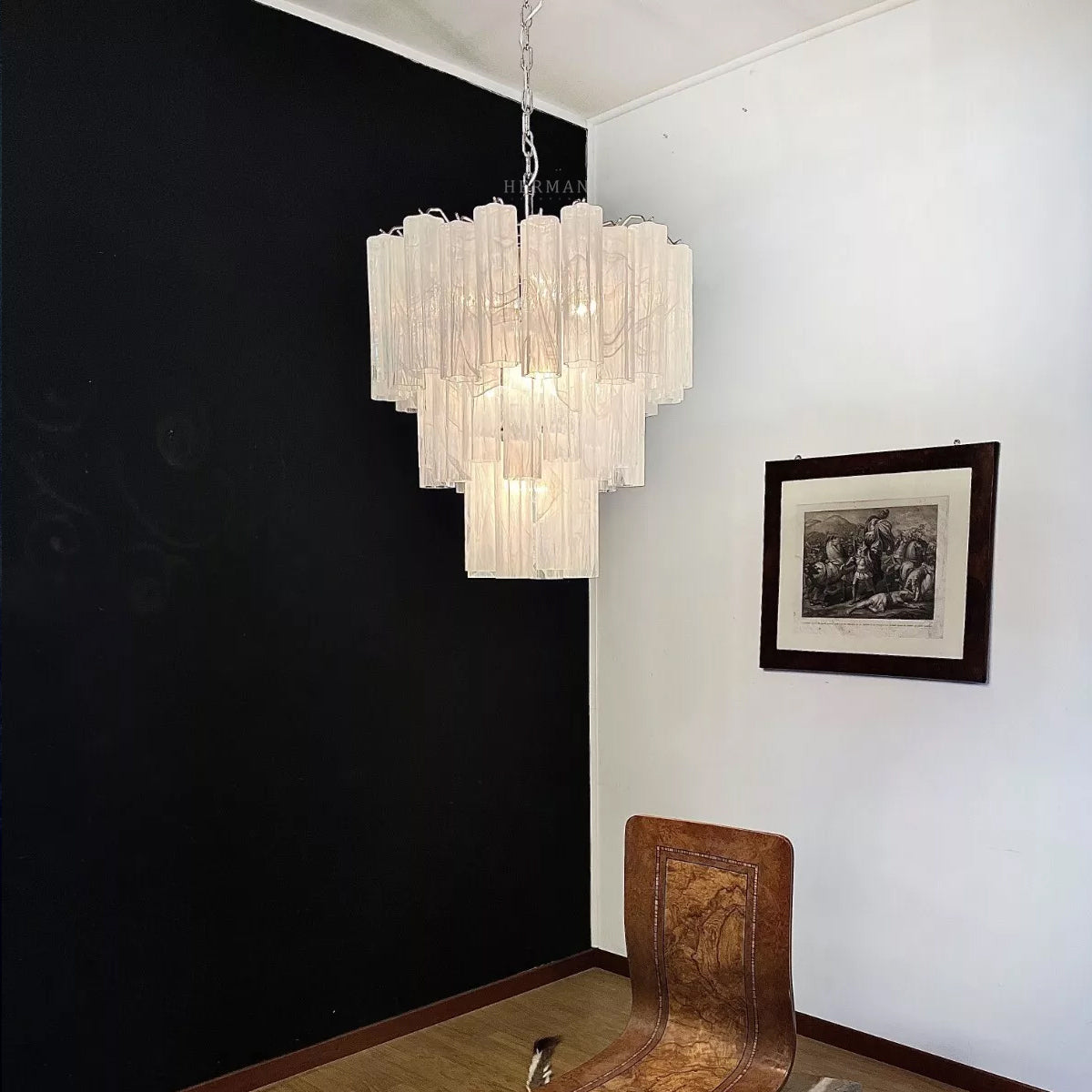 Murano Glass Chandelier – 48 Tubes – Alabaster White