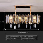 Modern Transparent Crystal and Gold Chandelier with Oval Slices, Round & Rectangle Shapes, High-Quality Finish