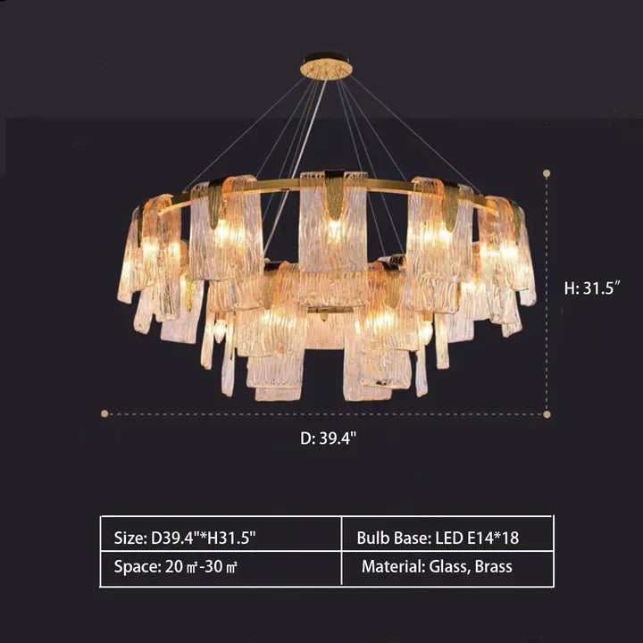 Light Luxury Irregular Glass Slice Chandelier Suit in Brass Finish for Living Room / Ding Room / Bedroom