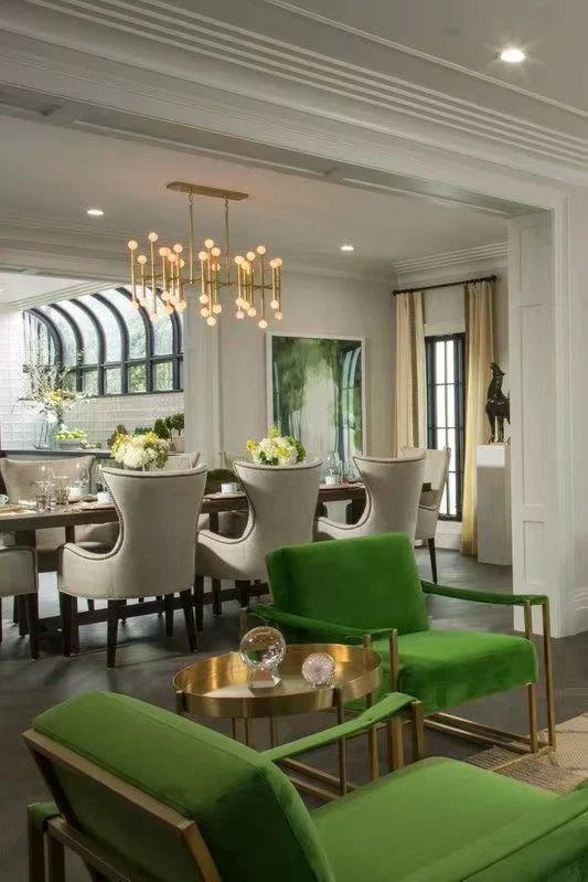 Post Modern Bamboo Style Linear Chandelier for Living Room God Iron Design Dining Table Ceiling Light