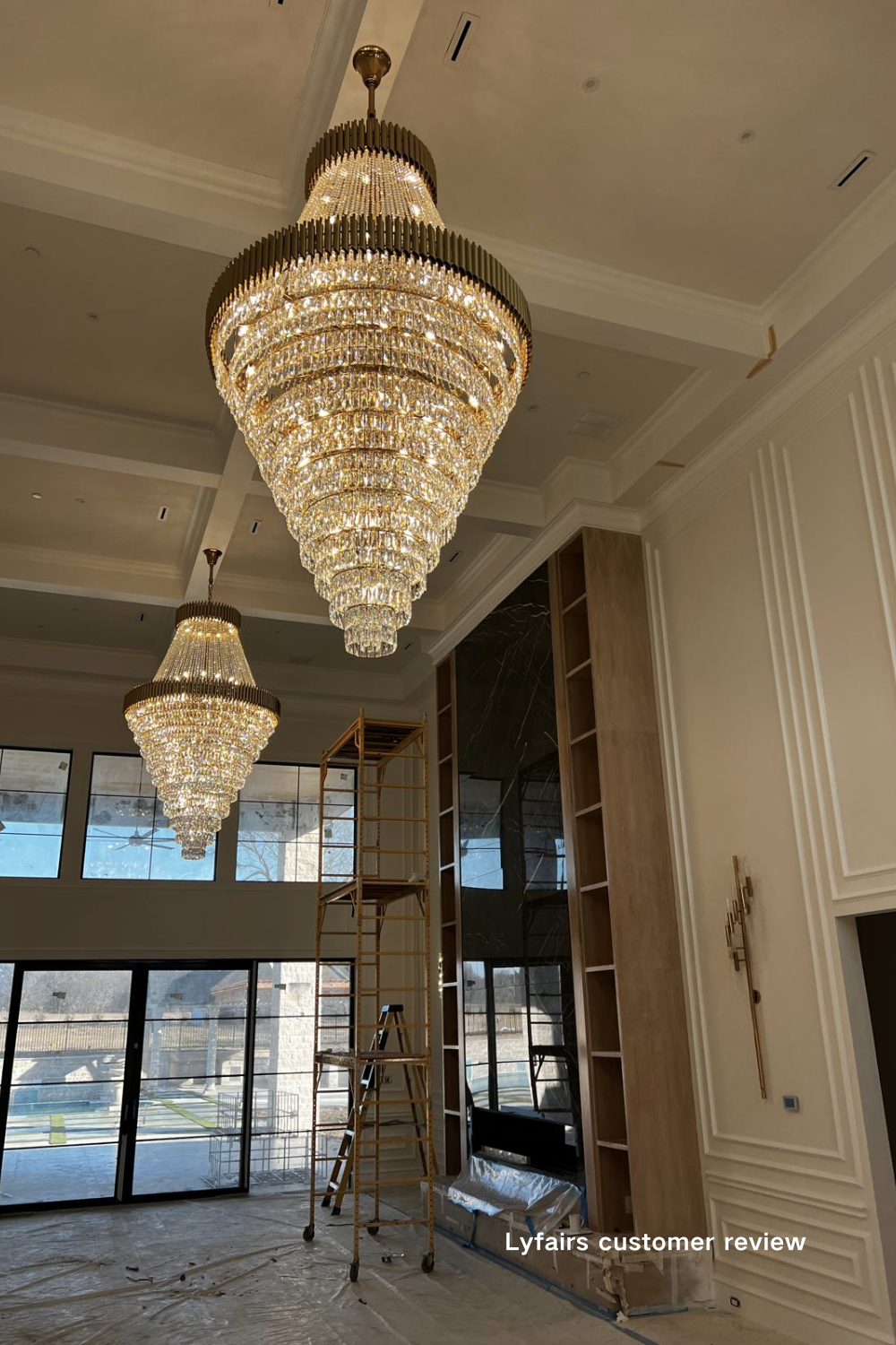 Extra Large Modern Spiral Multi-Layer Crystal Chandelier with Gold or Black Finish, High-Quality Materials for