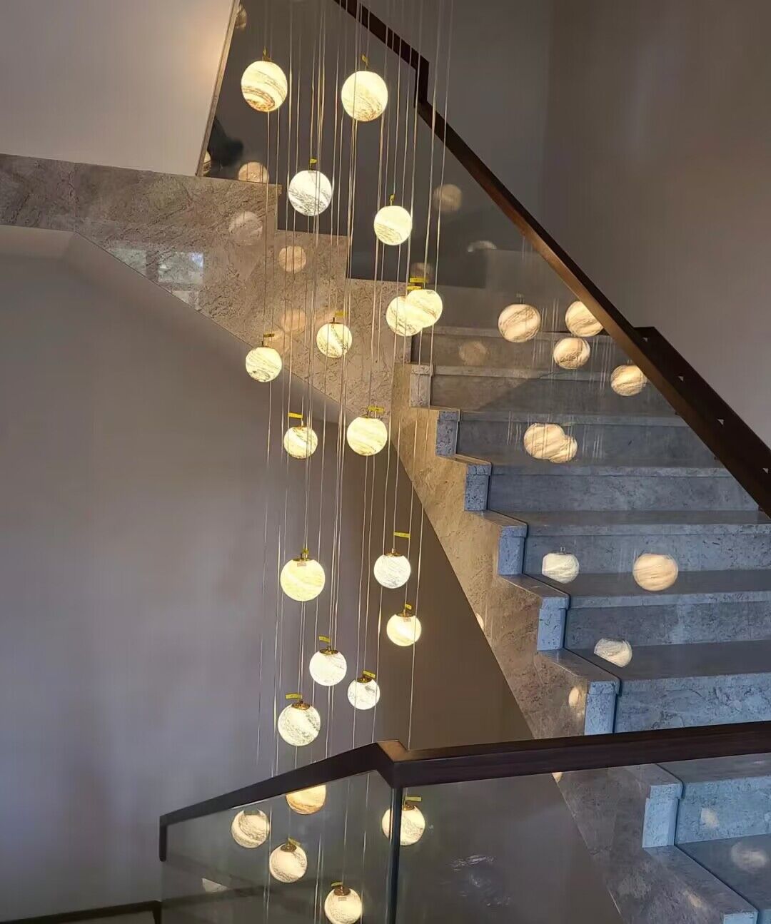 Nordic Planet Multi-Light Globe Staircase Chandelier
