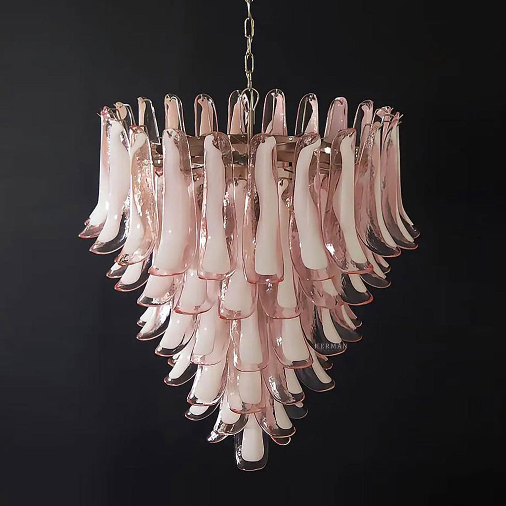 Murano Glass Chandelier – 52 Petals – Pink