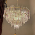 Light Luxury 5-Tier Round Pink / blue Crystal Chandelier for Living Room / bedrom