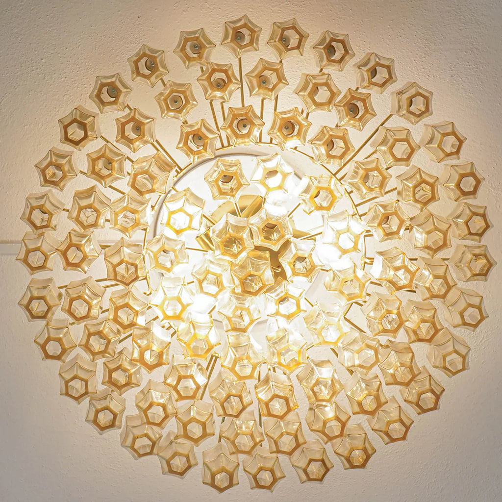 Prismatico 91 Elements Amber Compact Glass Chandelier 25"