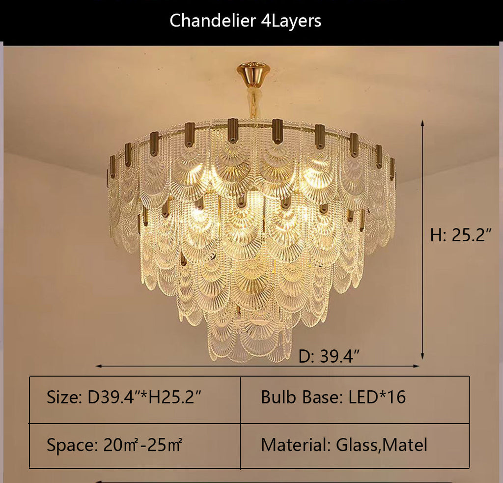 Nordic Light Luxury Patterned Glass Pendant Chandelier Suit for Living / dining Room / bedroom