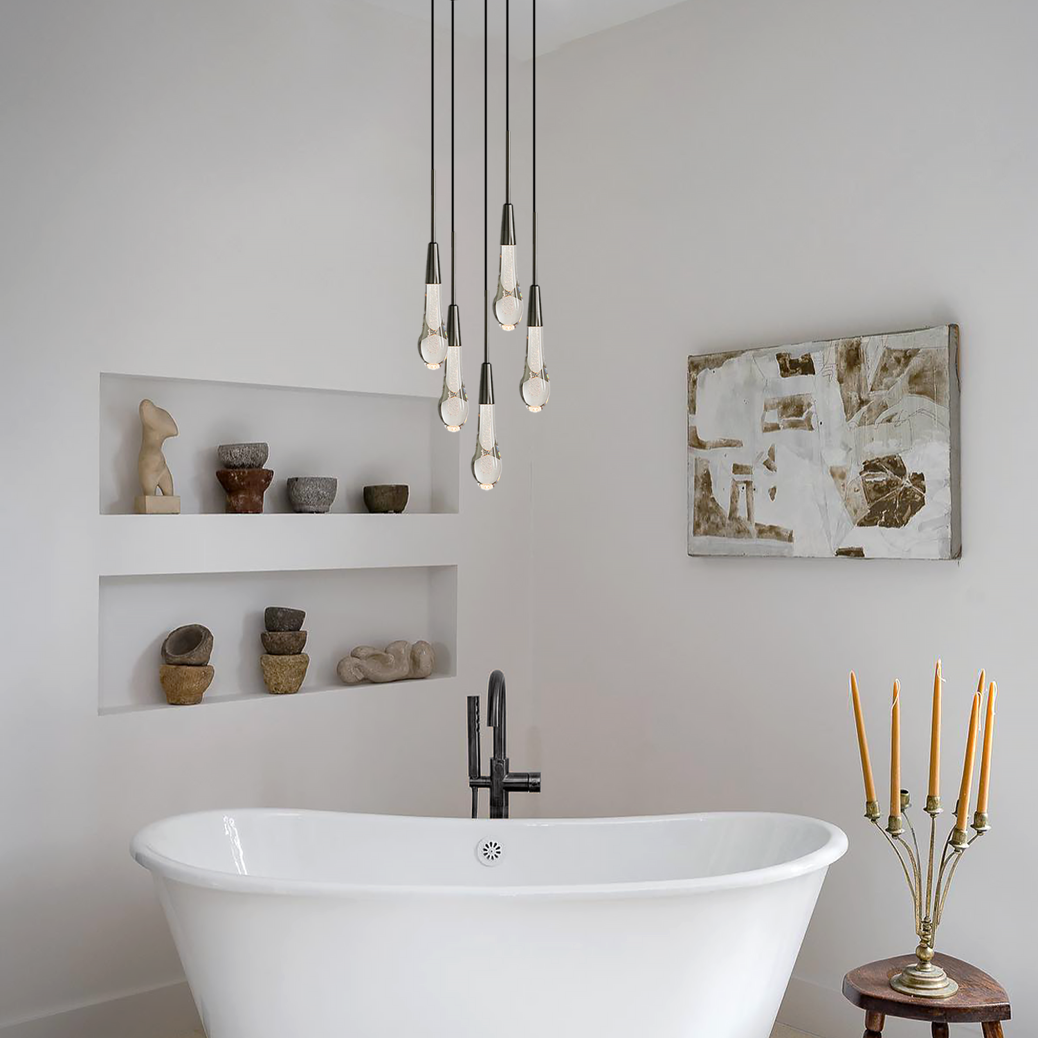 Soltaire Cluster Crystal Pendant 3 Light 5 Light 7light