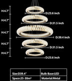 Extra Large Round Acrylic and Stainless Steel Multi-Layer Chandelier for High Ceilings