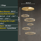 Modern Round Layered Crystal Chandelier with K9 Crystals and Stainless Steel Finish for High Ceiling