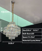 Delicate Light Luxury Multi-Layers Silver Round Crystal Chandelier for Living / dining Room / bedroom /