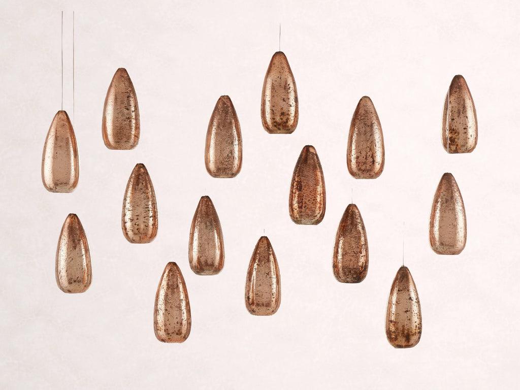 Edda Cascade Teardrop Mercury Glass Linear Chandelier 48-Inch54-Inchl
