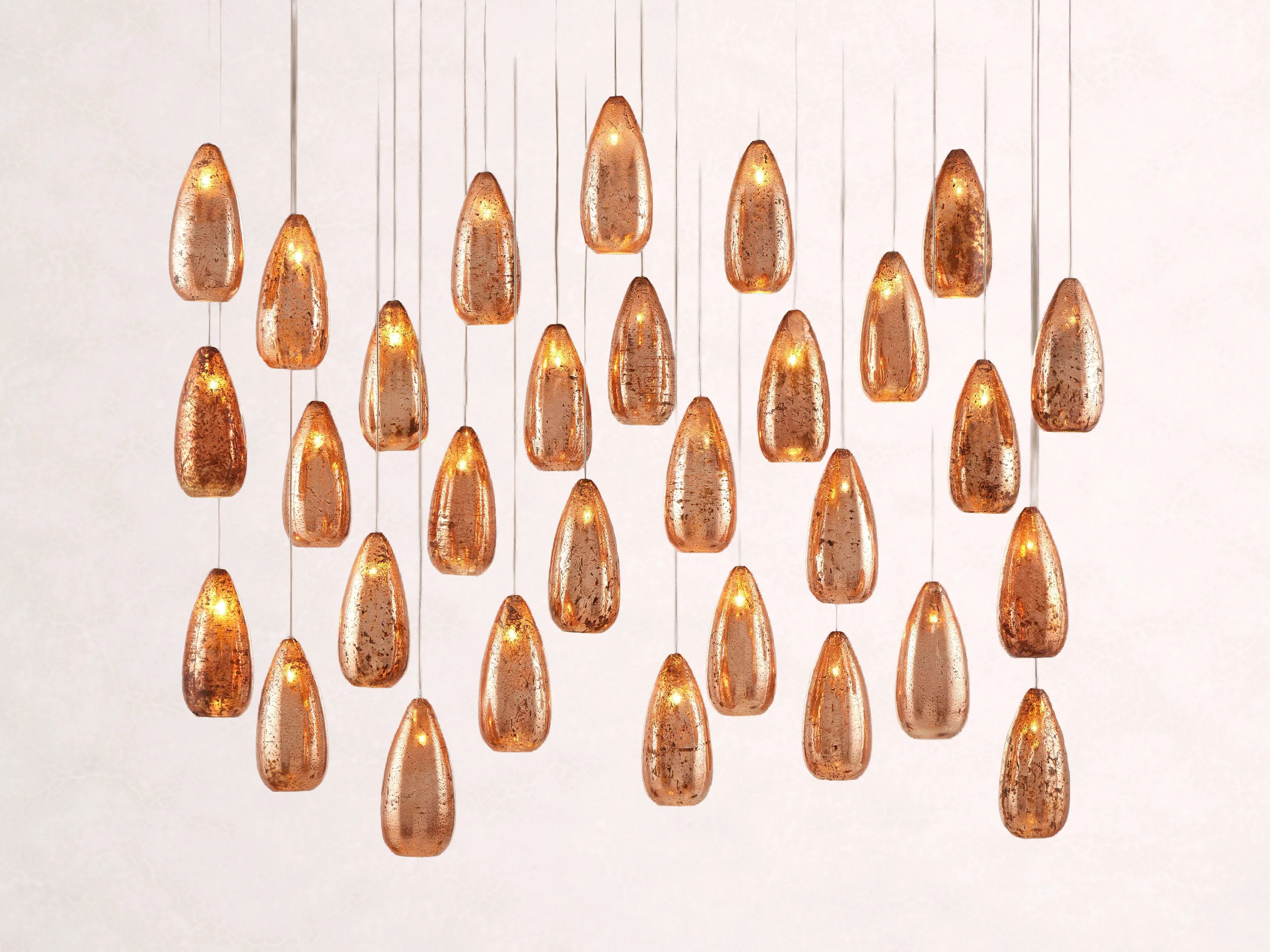 Edda Cascade Teardrop Mercury Glass Linear Chandelier 48-Inch54-Inchl