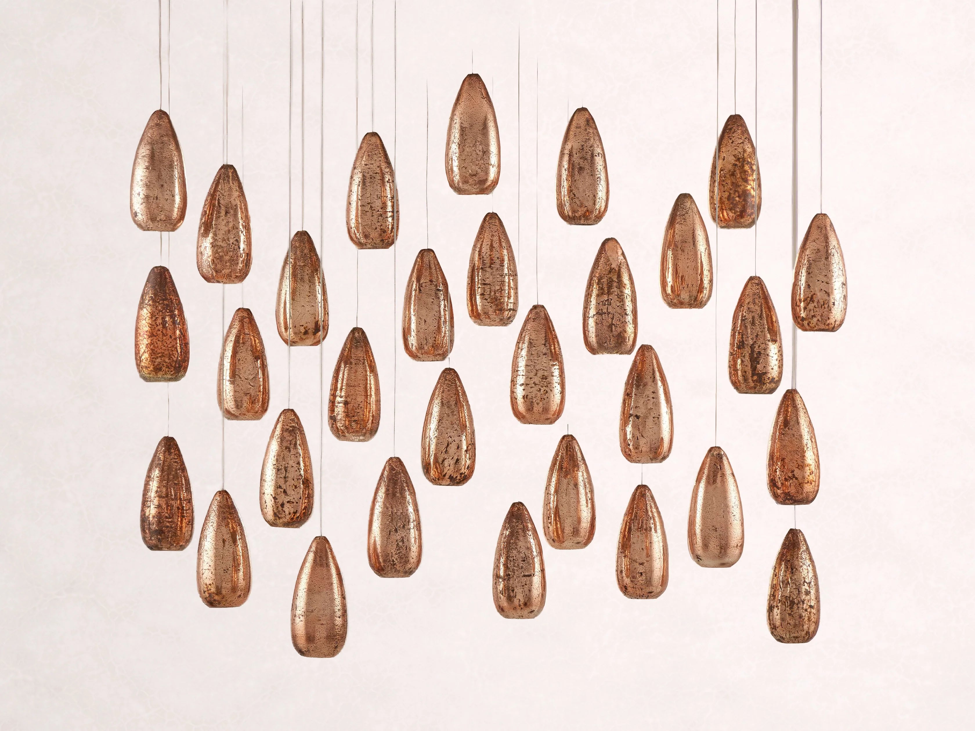 Edda Cascade Teardrop Mercury Glass Linear Chandelier 48-Inch54-Inchl