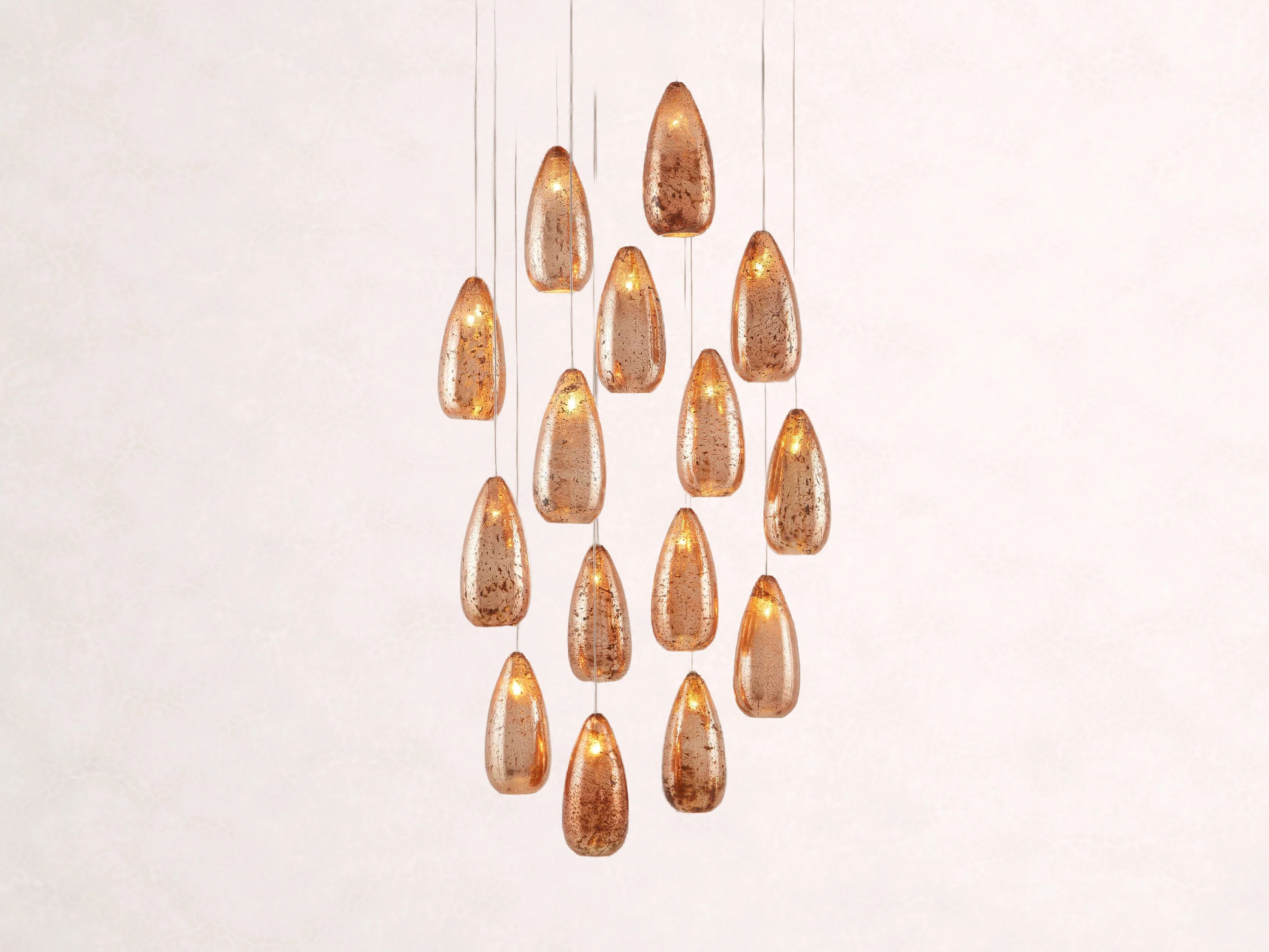 Edda Cascade Teardrop Mercury Glass Round Chandelier 23-Inch35-Inch