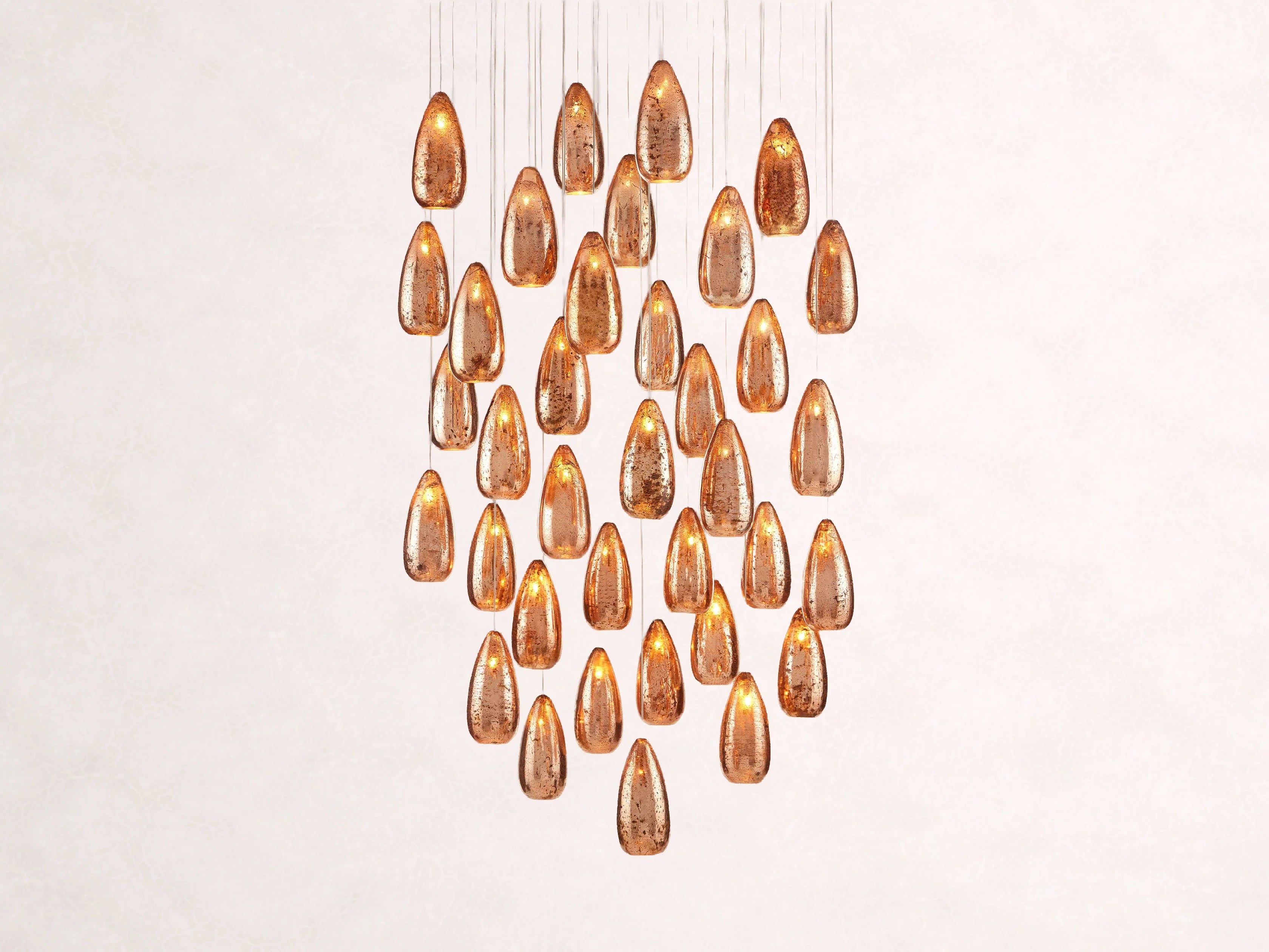 Edda Cascade Teardrop Mercury Glass Round Chandelier 23-Inch35-Inch