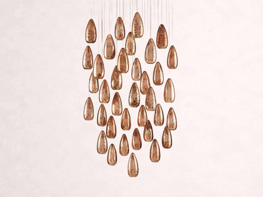 Edda Cascade Teardrop Mercury Glass Round Chandelier 23-Inch35-Inch
