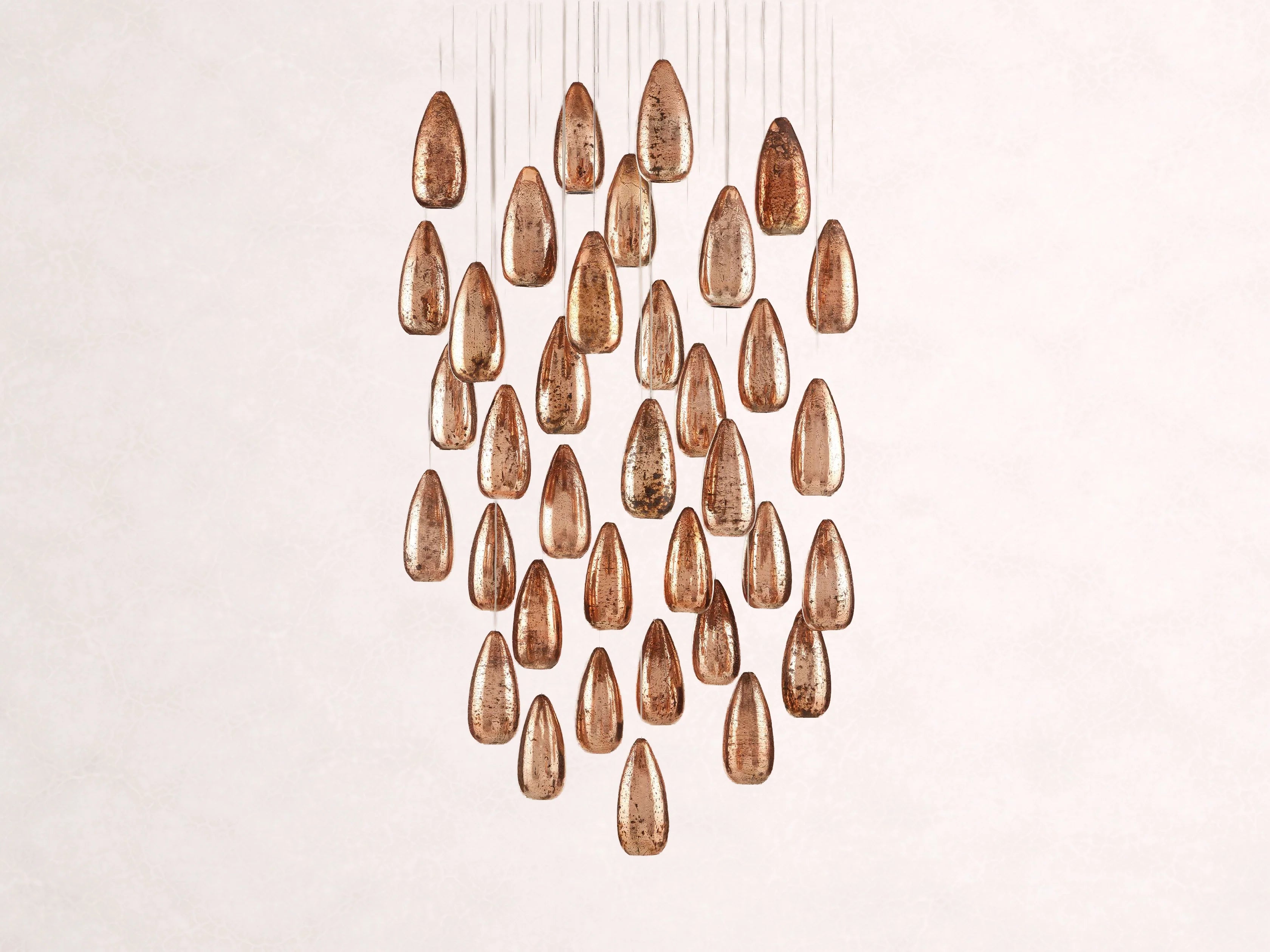 Edda Cascade Teardrop Mercury Glass Round Chandelier 23-Inch35-Inch