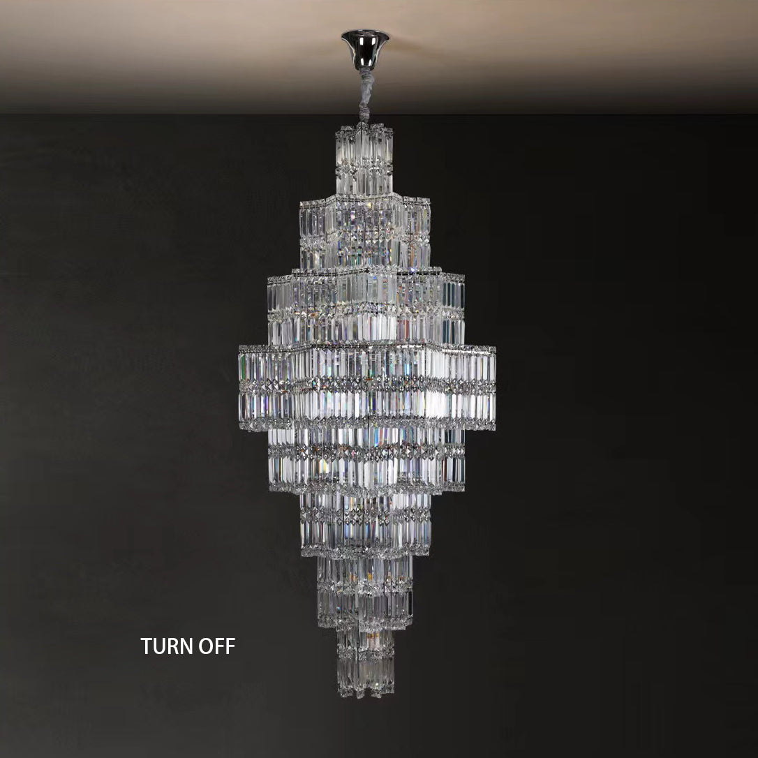 Extra Large Plaza Hall Multi-Tier Crystal Chandelier Foyer Living Room Staircase Ceiling Lighting in Chrome /