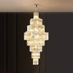 Extra Large Plaza Hall Multi-Tier Crystal Chandelier Foyer Living Room Staircase Ceiling Lighting in Chrome /