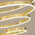 Gold Ring LED Chandelier with Wrought Iron Accents Metal Open Ring for Living Room