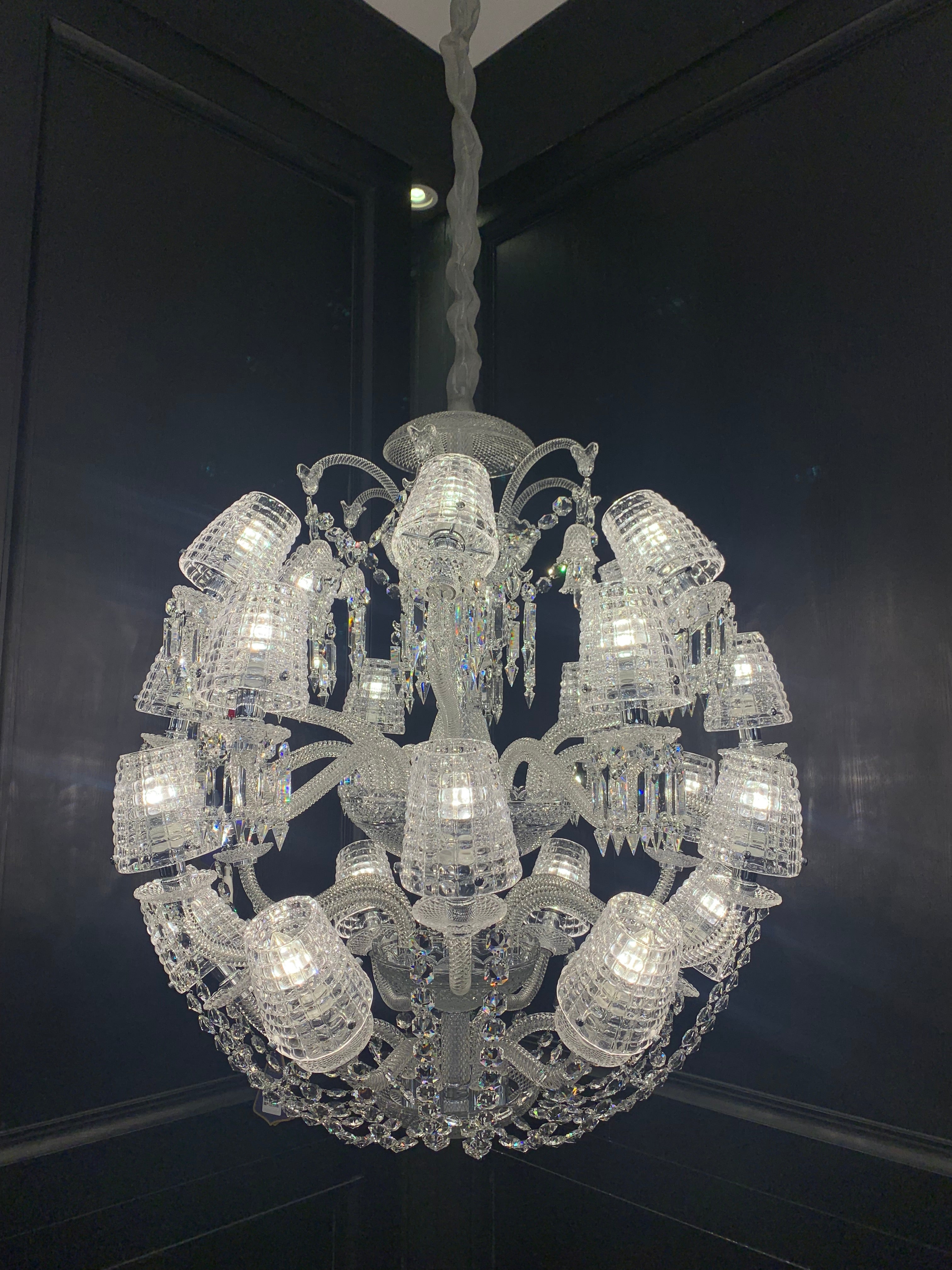 Luxury Globe-Shaped Crystal Chandelier with Fabric and Crystal Glass Shades, High-Quality Finish