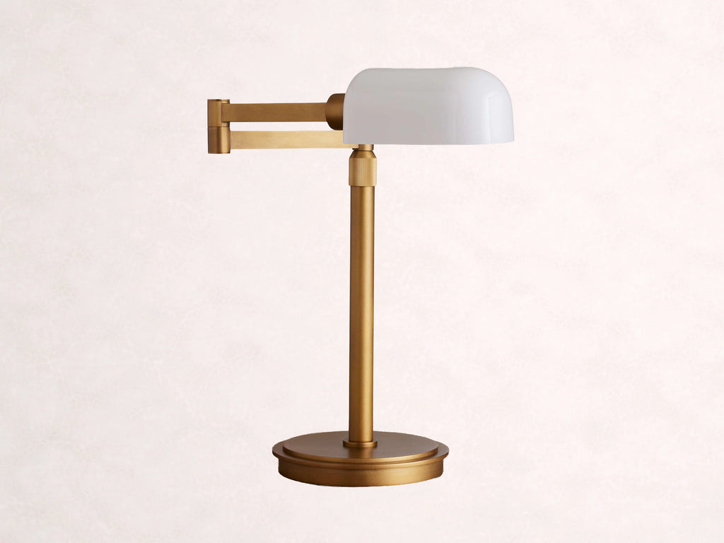 Zayd Swing Arm Opal Glass Table Lamp