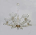 Vintage Italian 6-Arm Glass Chandelier for Low-Ceiling Bedroom / dining Room
