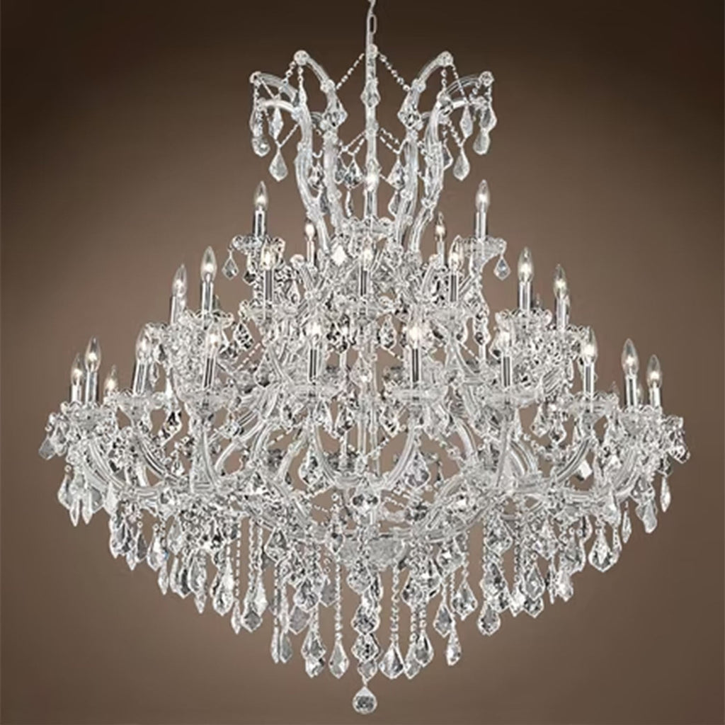 Oversized European Chrome Classic Candle Branch Crystal Chandelier for 2-Story / duplex Buildings