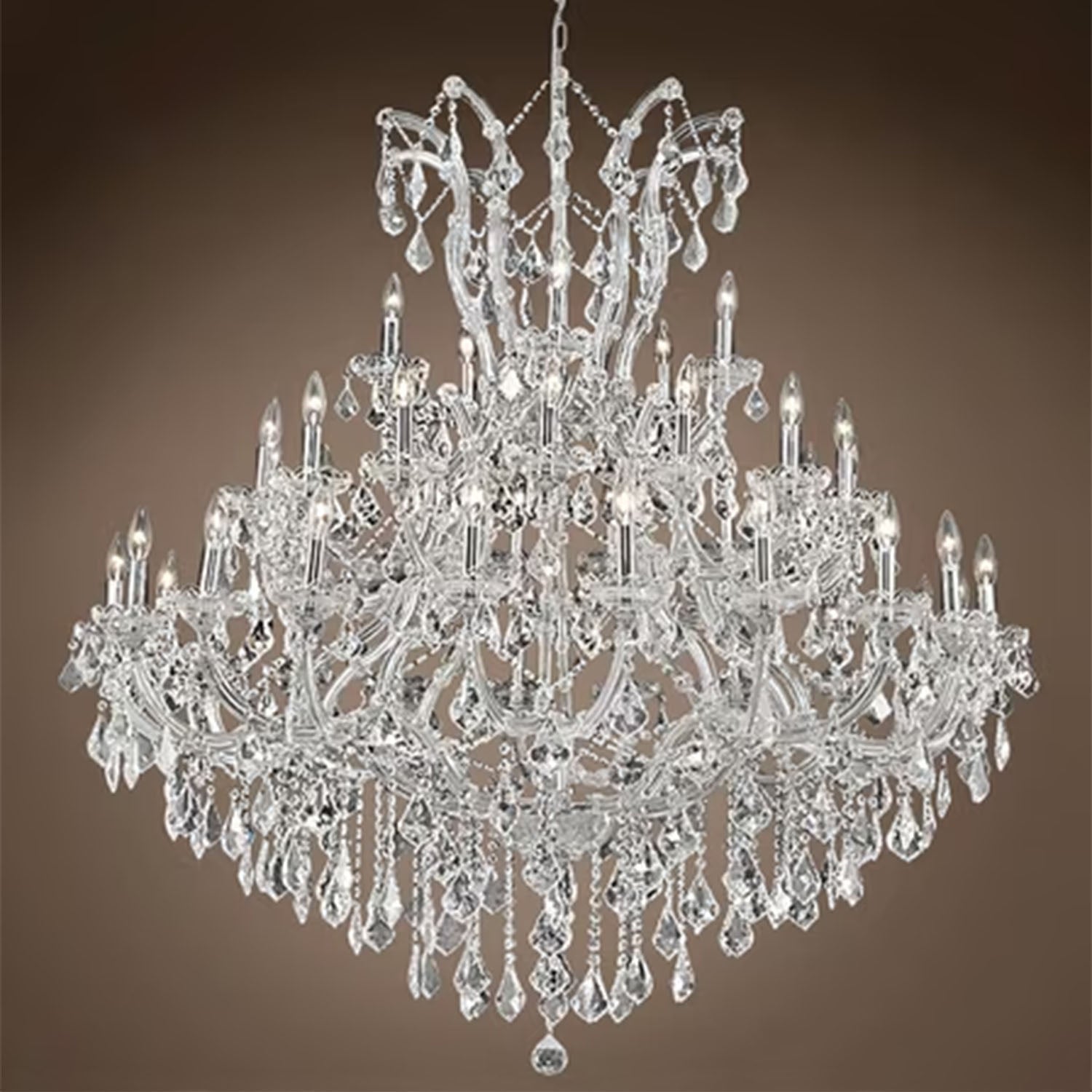 Oversized European Chrome Classic Candle Branch Crystal Chandelier for 2-Story / duplex Buildings