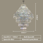 Multi Tiered Round Crystal Chandelier in Chrome for Living Room / duplex / staircase / entryway