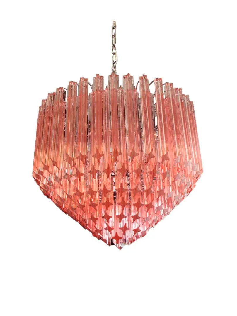 Murano Glass Chandelier – 163 Prisms – Pink