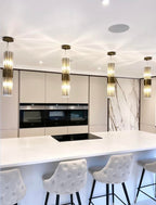 Modern Antique Brass Finish Round & Rectangle Glass Tube Chandelier – High-Quality Materials