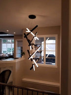 Modern Vertical Geometric Aluminum Chandelier for Staircase / foyer / high-Ceiling