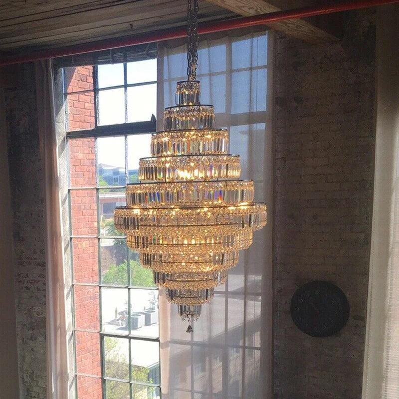 Chrome / Silver / Gold Extra Large Chandelier for Foyer Living Room Staircase Crystal Ceiling Lighting