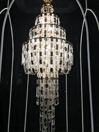 Luxury Multi-Tiered Crystal Glass Buckles Chandelier for High-Ceiling