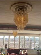 Murano Chandelier – Drop – 41 Glasses – Amber