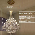 Extra Large European-Style Multi-Layers Candle Luxury Crystal Chandelier Gold Art Foyer / staircase Decorative