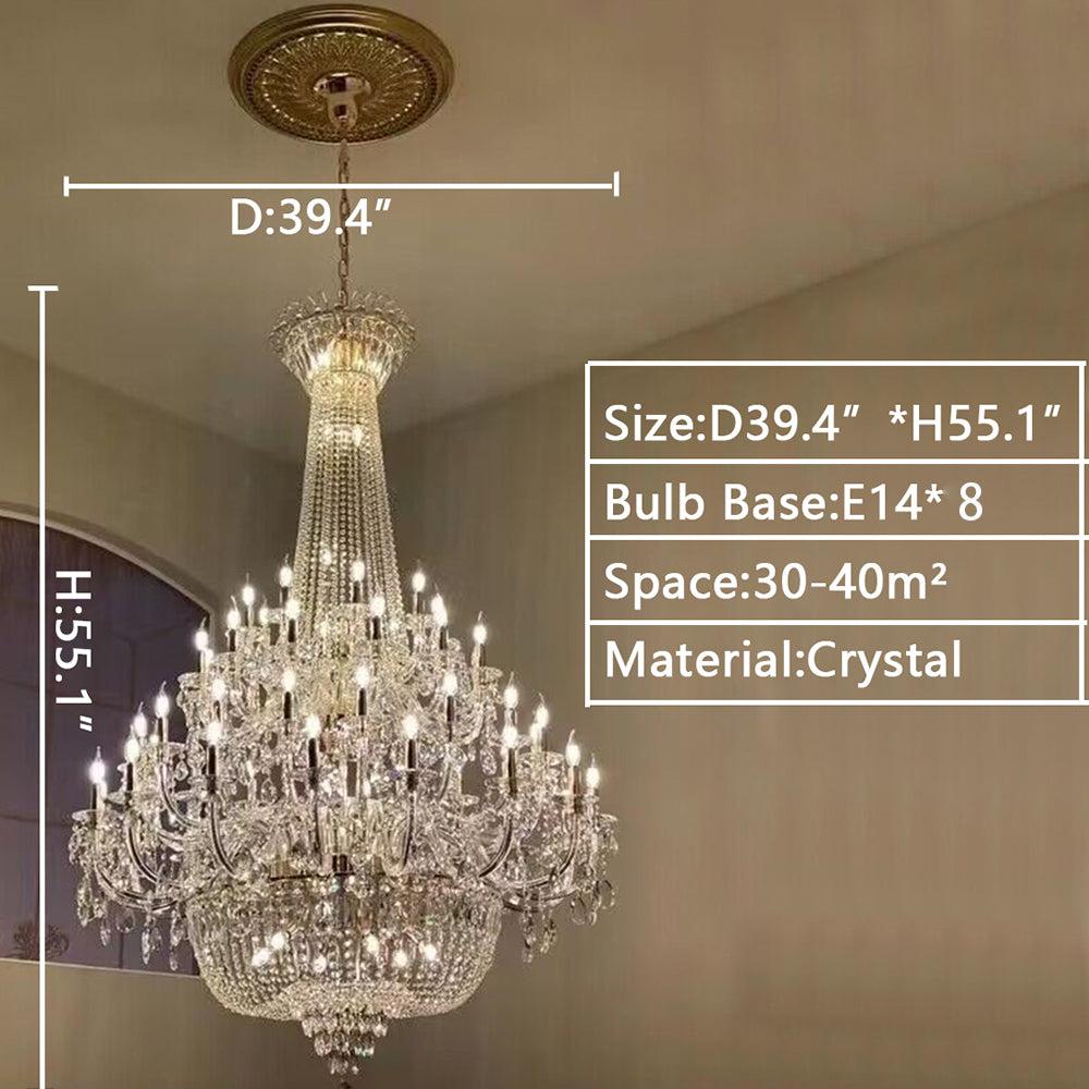 Extra Large European-Style Multi-Layers Candle Luxury Crystal Chandelier Gold Art Foyer / staircase Decorative