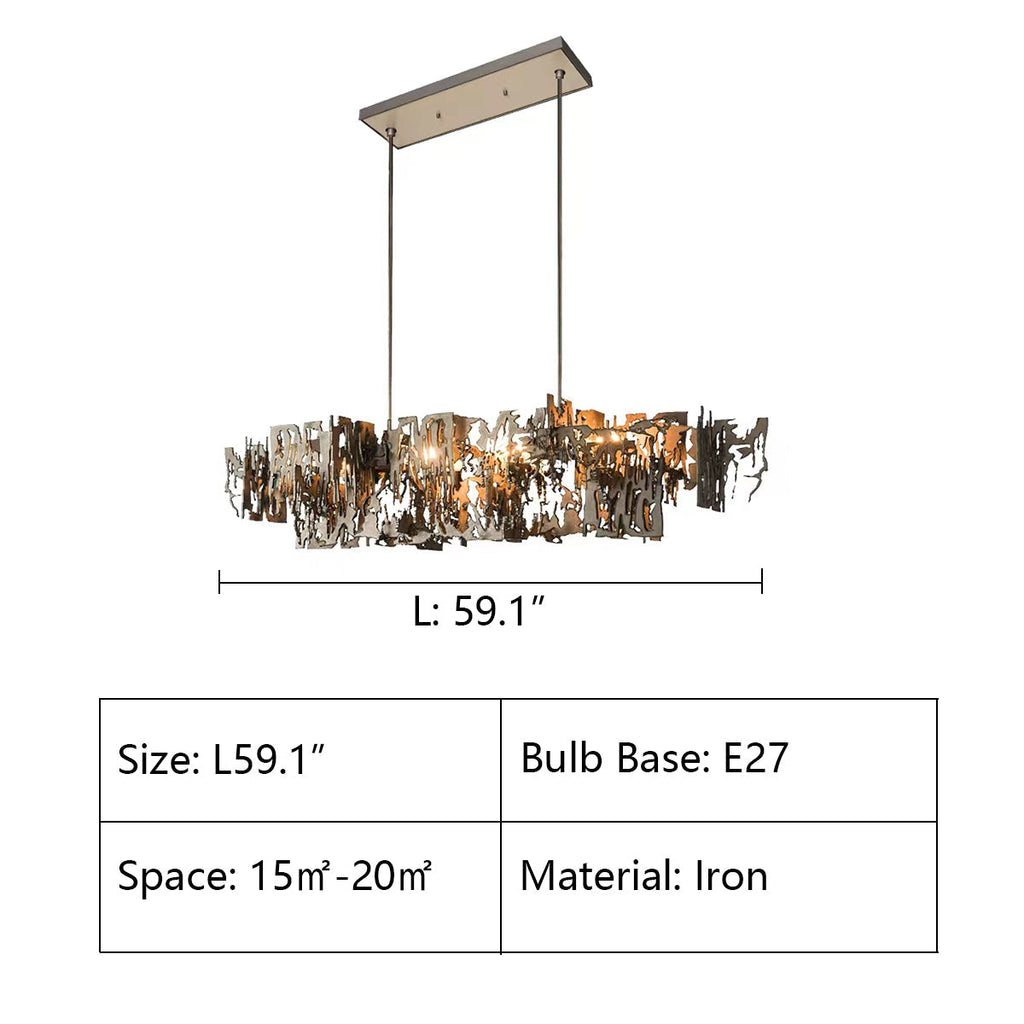 Oversize Post-Modern Avant Art Irregular Metal Piece Chandelier for Living / dining Room / kitchen Island