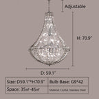 Extra Large Luxury and Elegant Crystal Chandelier for Living Room / staircase / foyer / villa / duplex Hall
