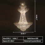 Empire Extra Large French Classic Multi-Tiered Crystal Chandelier with Metal Finish and Lotus-Shaped Design