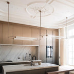 Minimalism Brass Ellipse LED Chandelier Horizontal Design for Kitchen Island and Dining Room