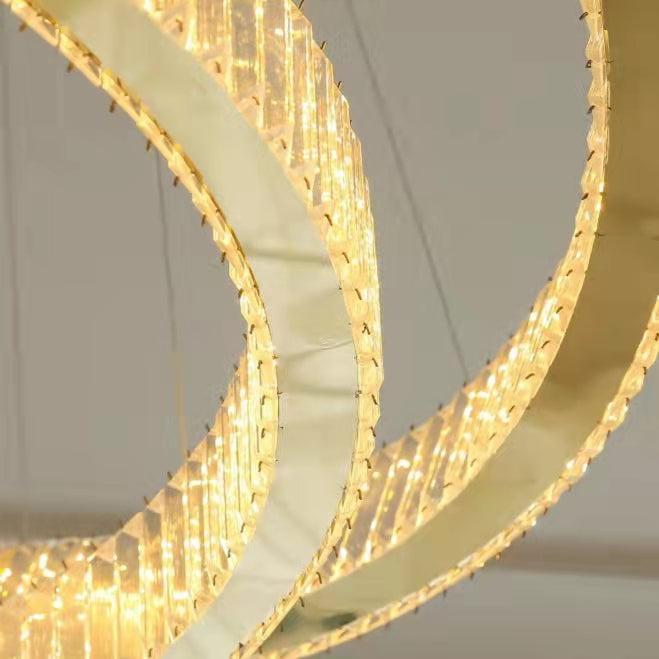 Modern Front Entryway Chandelier 3 / 4 / 5 / 6 / 7 Rings Crystal Gold / Chrome Finish Ceiling Lamp