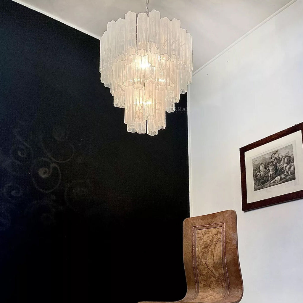 Murano Glass Chandelier – 48 Tubes – Alabaster White