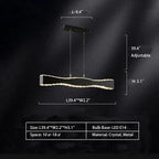 Modern Minimalist Art Wave Crystal Chandelier Suit in Black Finish for Living Room & Dining Room