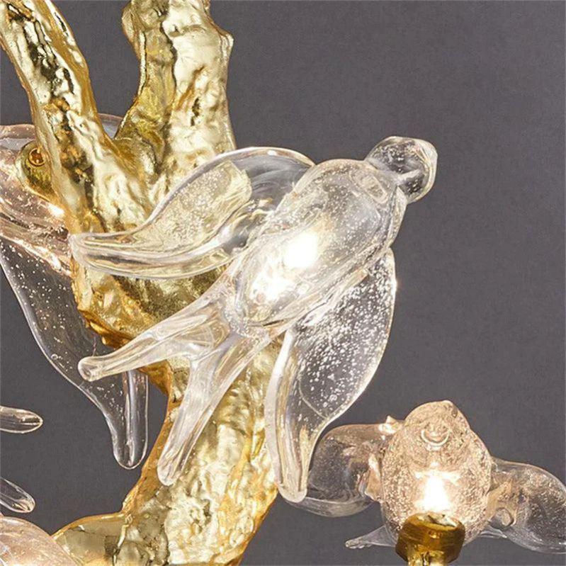 Lucky Bird Glass Tree Branch Chandelier for Staircase