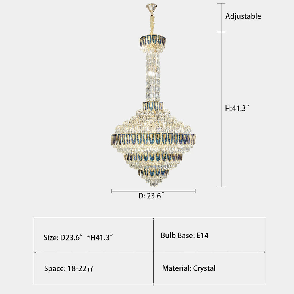 Extra Large Multi-Tiered Empire Crystal Chandelier for Big Hallway / foyer / staircase