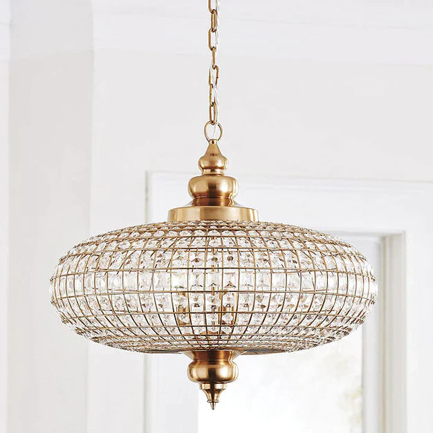 French Empire Vintage Ellipsoid Crystal Chandelier with Iron and Brass Finish for Living Room Bedroom