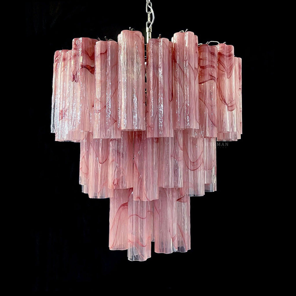 Murano Glass Chandelier – 48 Tubes – Alabaster Pink