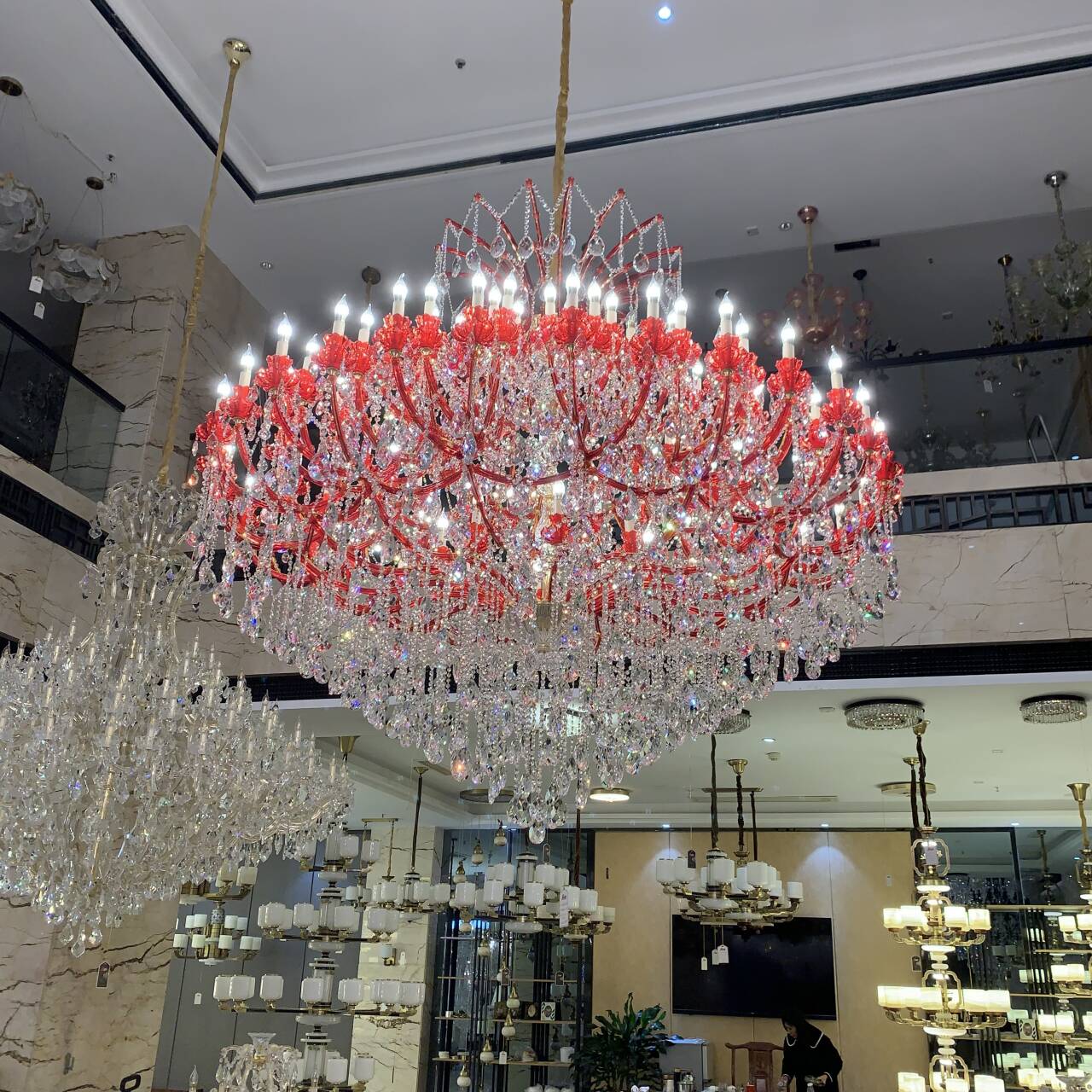 New Art Design Unique Red Crystal Chandelier for Foryer / staircase / restaurant / hotel